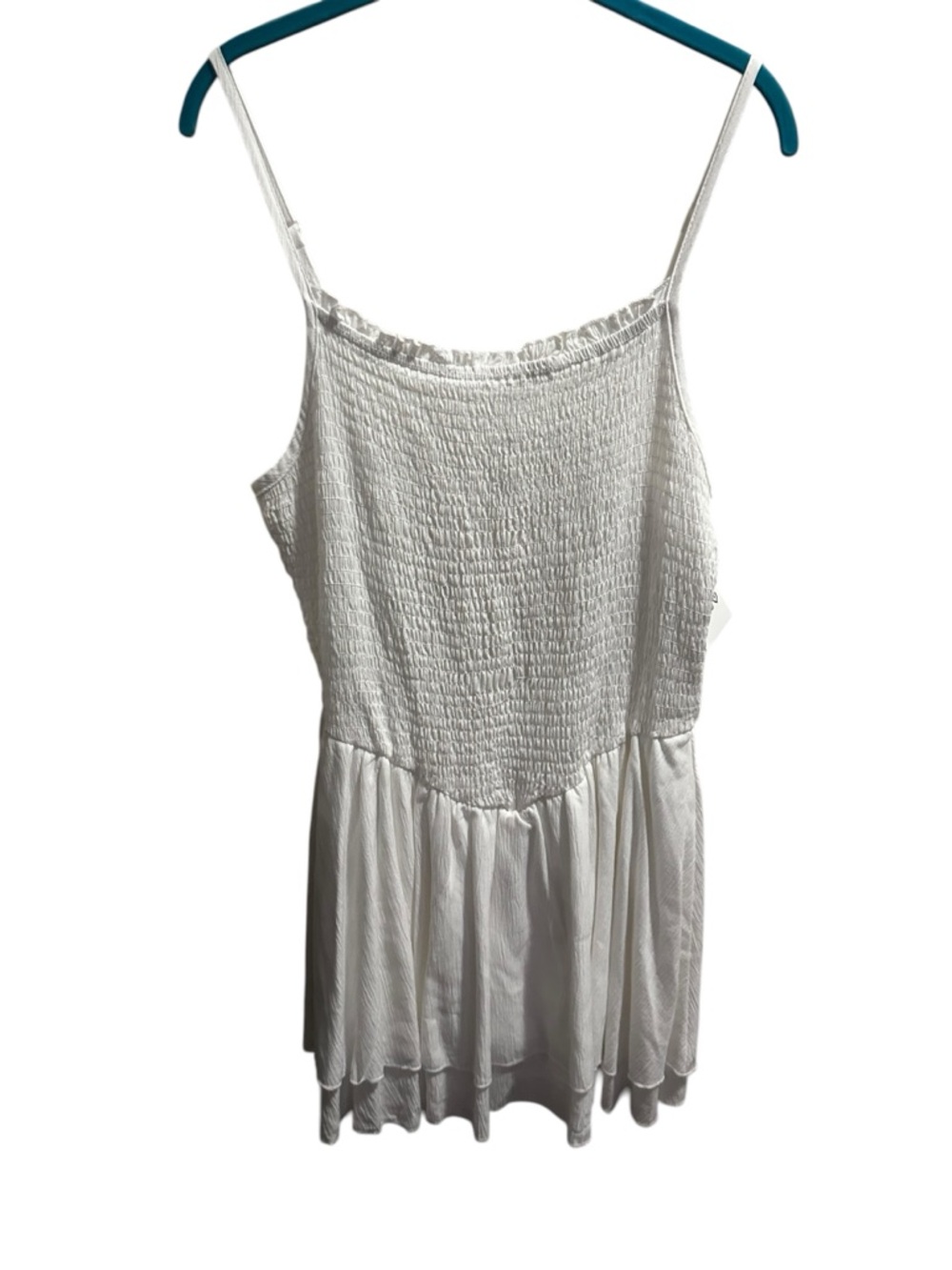 True White Smocked Spaghetti Strap Romper size XL NWT